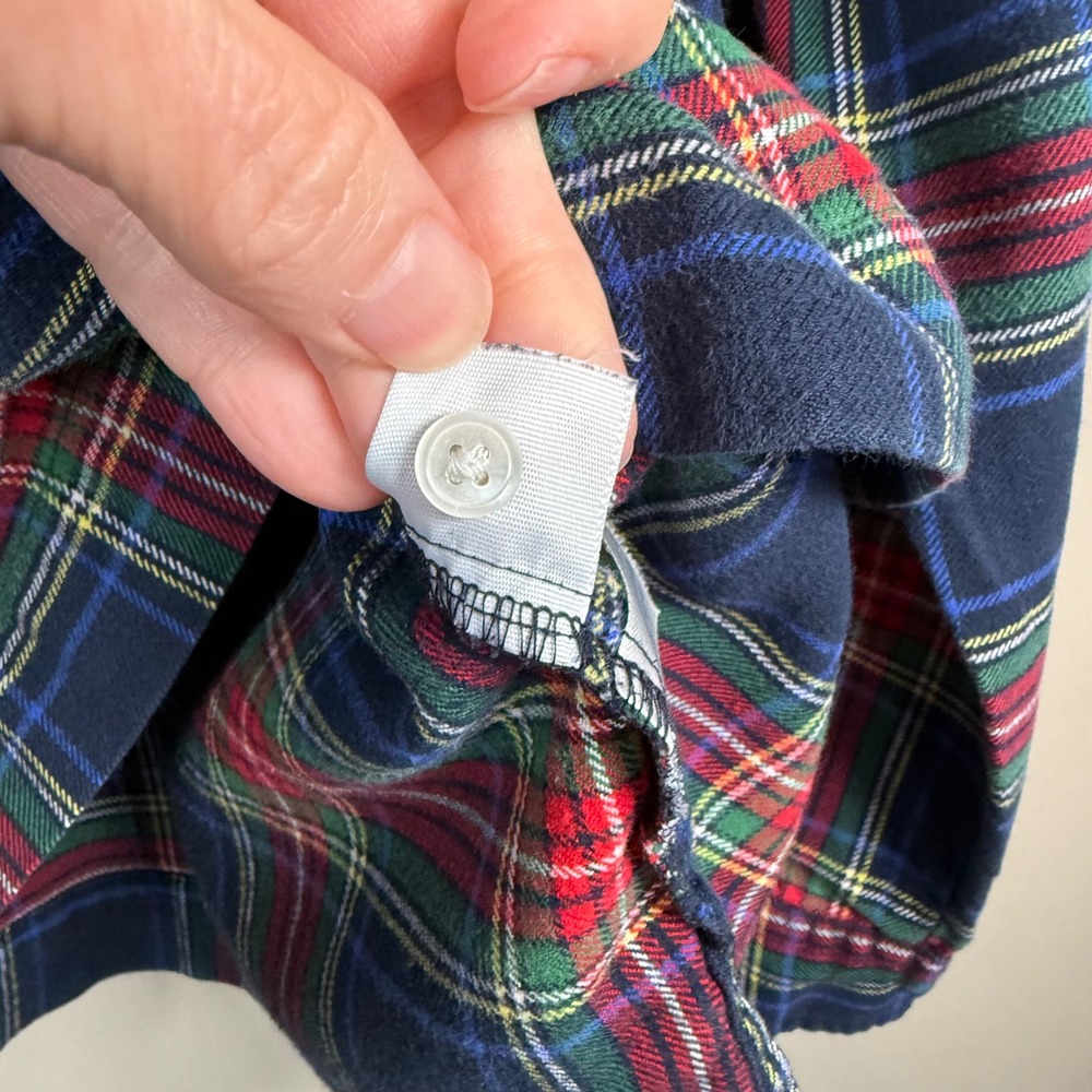 Lands' End Navy Plaid Flannel Long Sleeve Tunic Blouse Size 16 - Picture 8 of 13